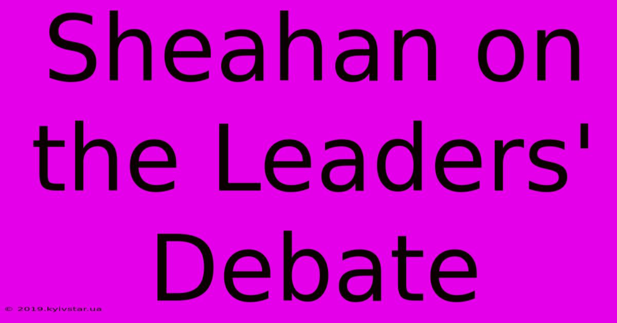 Sheahan On The Leaders' Debate