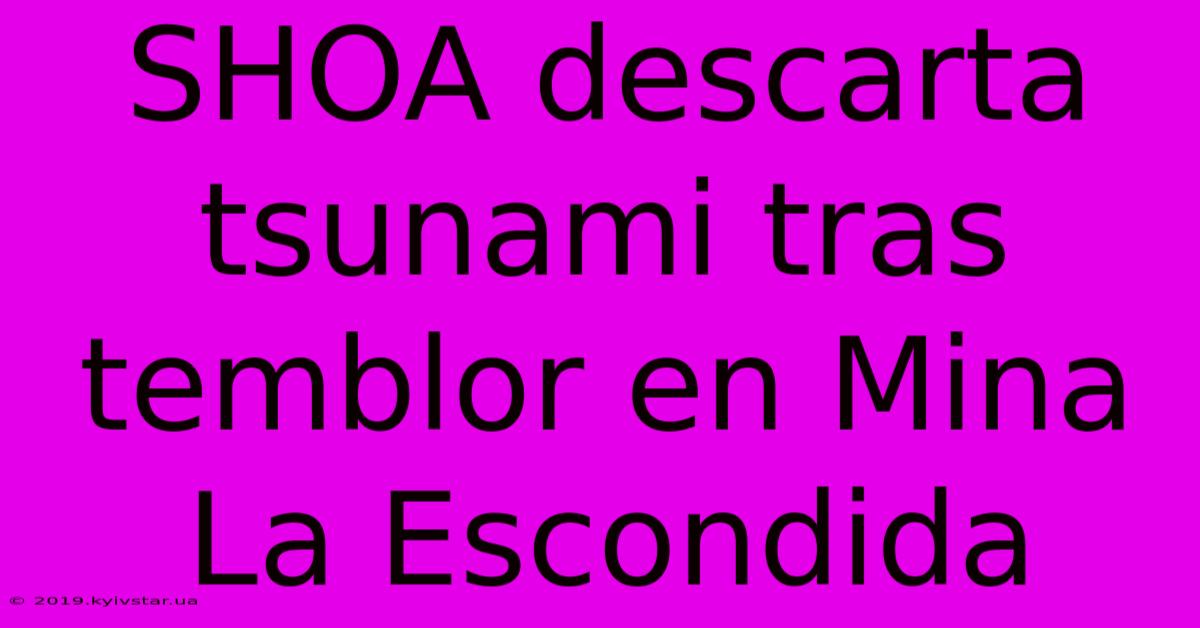 SHOA Descarta Tsunami Tras Temblor En Mina La Escondida