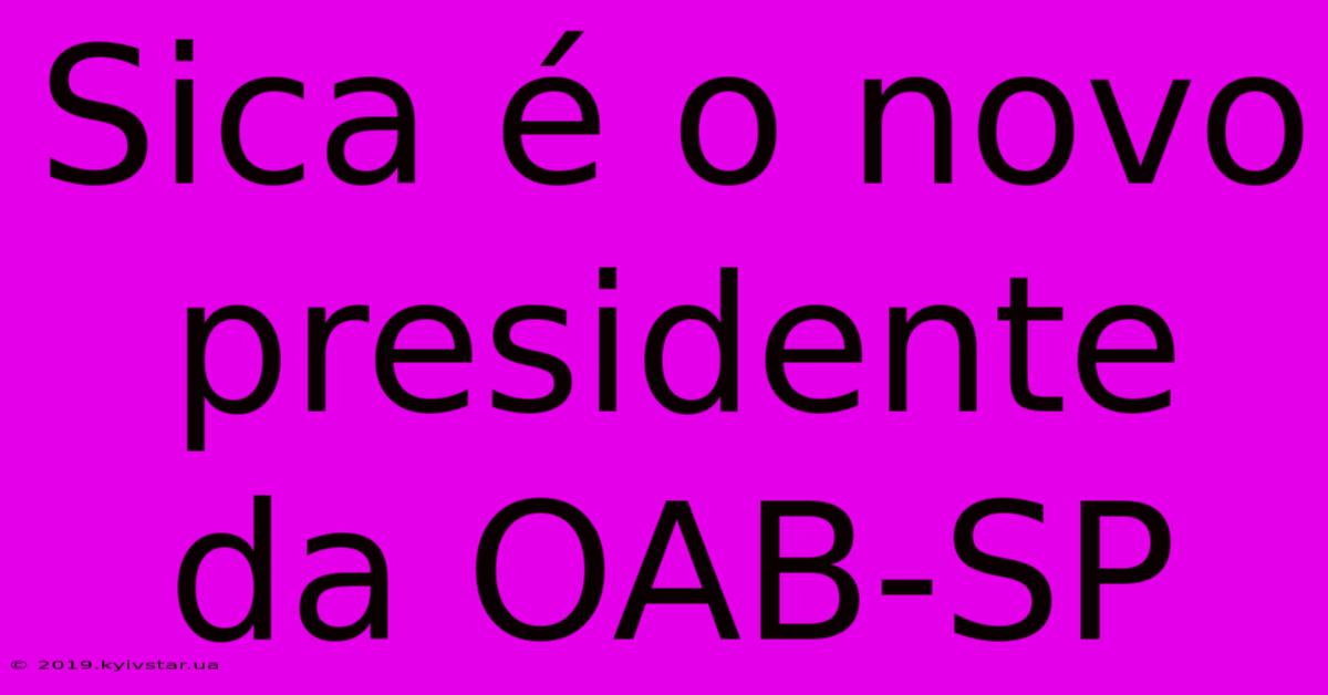 Sica É O Novo Presidente Da OAB-SP