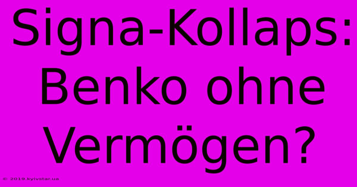 Signa-Kollaps: Benko Ohne Vermögen?