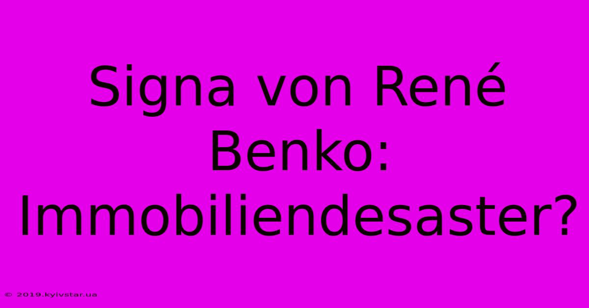 Signa Von René Benko: Immobiliendesaster?