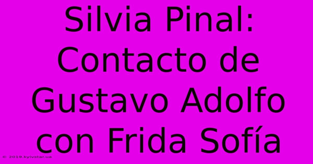 Silvia Pinal: Contacto De Gustavo Adolfo Con Frida Sofía