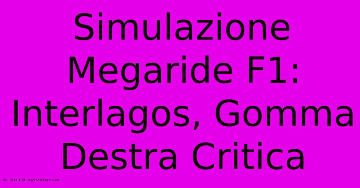 Simulazione Megaride F1: Interlagos, Gomma Destra Critica 