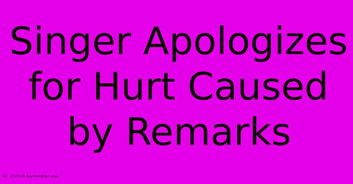 Singer Apologizes For Hurt Caused By Remarks