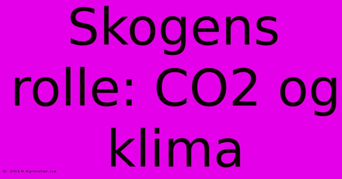 Skogens Rolle: CO2 Og Klima