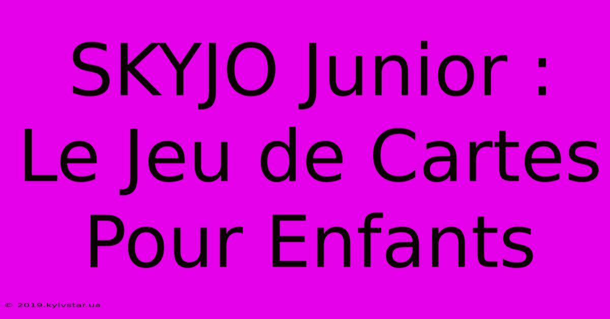 SKYJO Junior : Le Jeu De Cartes Pour Enfants