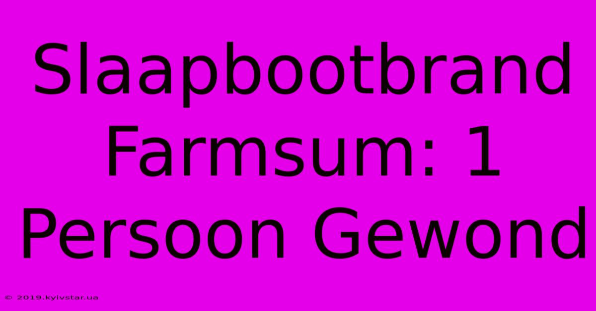 Slaapbootbrand Farmsum: 1 Persoon Gewond