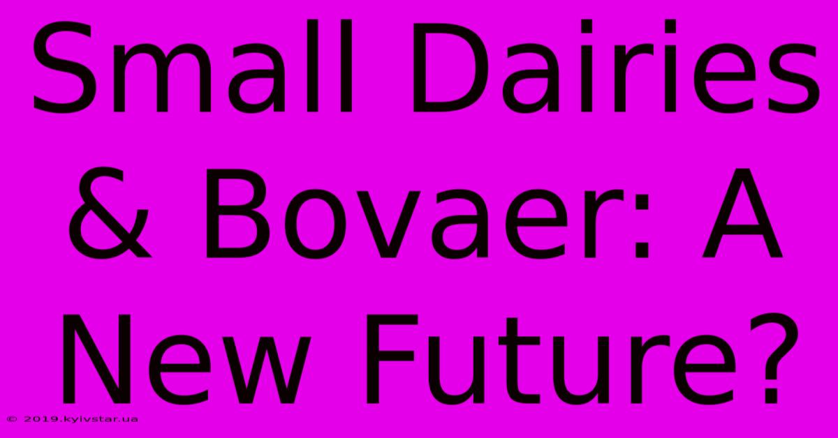 Small Dairies & Bovaer: A New Future?