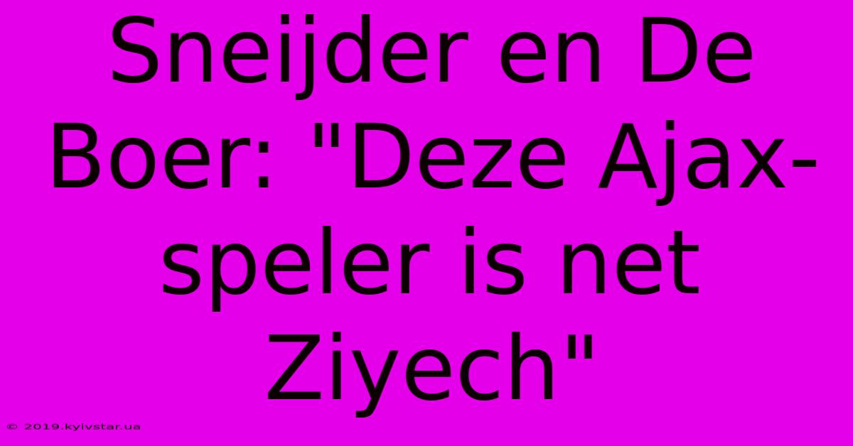 Sneijder En De Boer: 