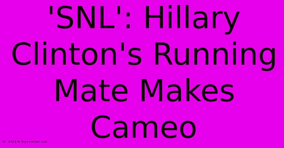 'SNL': Hillary Clinton's Running Mate Makes Cameo 