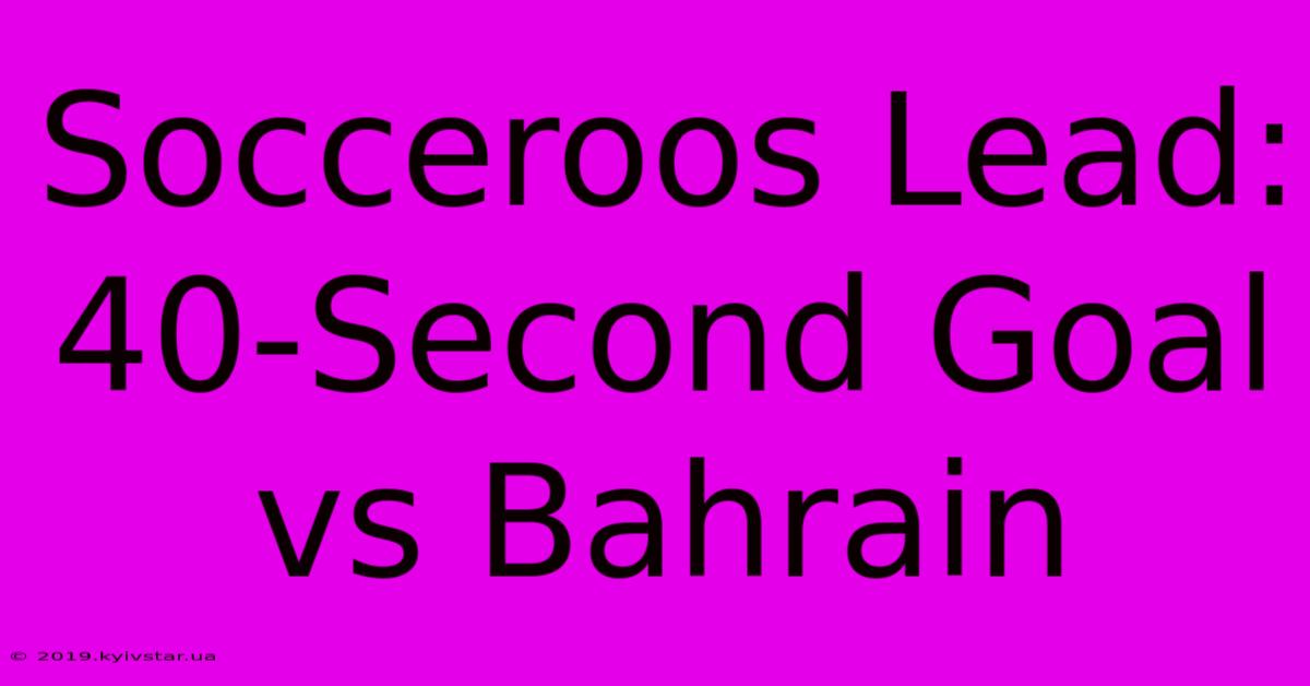 Socceroos Lead: 40-Second Goal Vs Bahrain