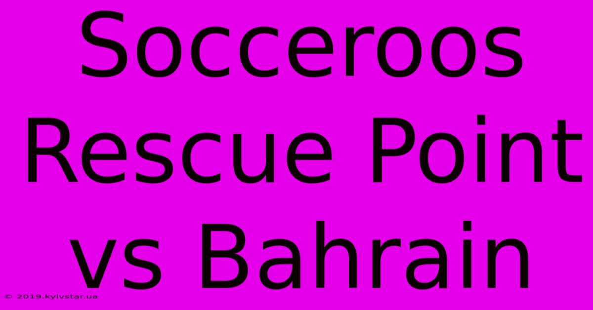 Socceroos Rescue Point Vs Bahrain