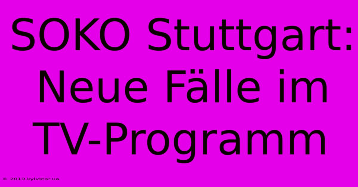 SOKO Stuttgart: Neue Fälle Im TV-Programm