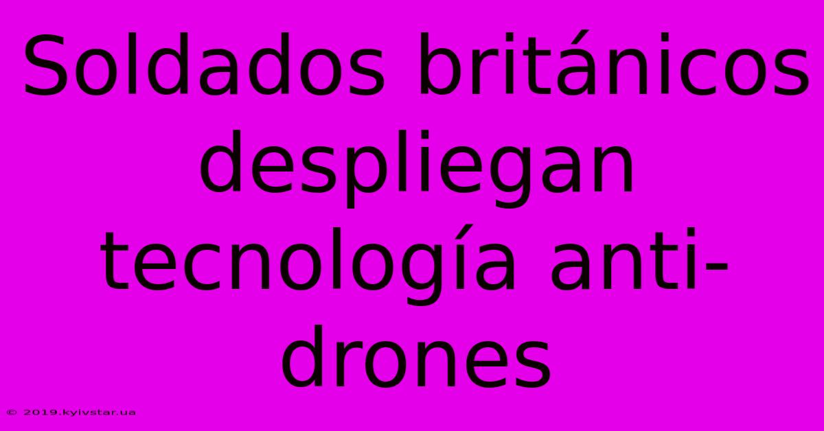 Soldados Británicos Despliegan Tecnología Anti-drones