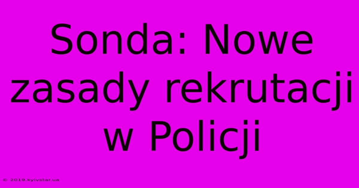 Sonda: Nowe Zasady Rekrutacji W Policji