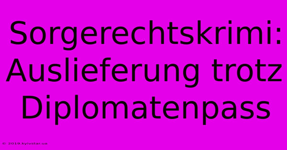 Sorgerechtskrimi: Auslieferung Trotz Diplomatenpass