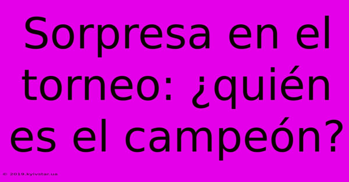 Sorpresa En El Torneo: ¿quién Es El Campeón?