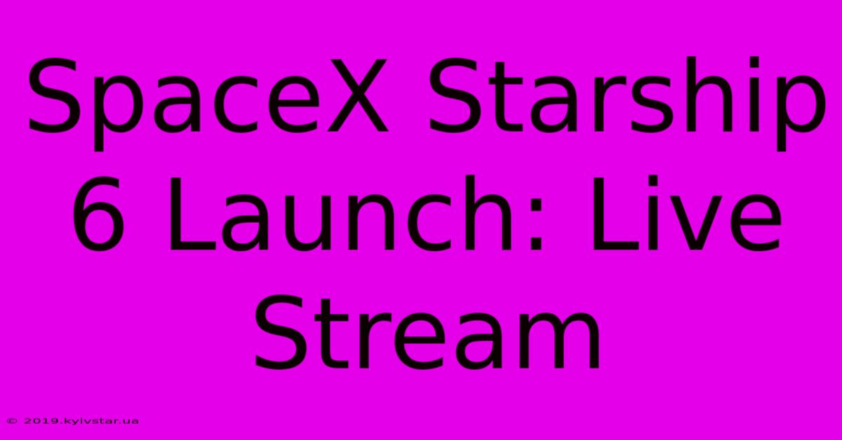 SpaceX Starship 6 Launch: Live Stream