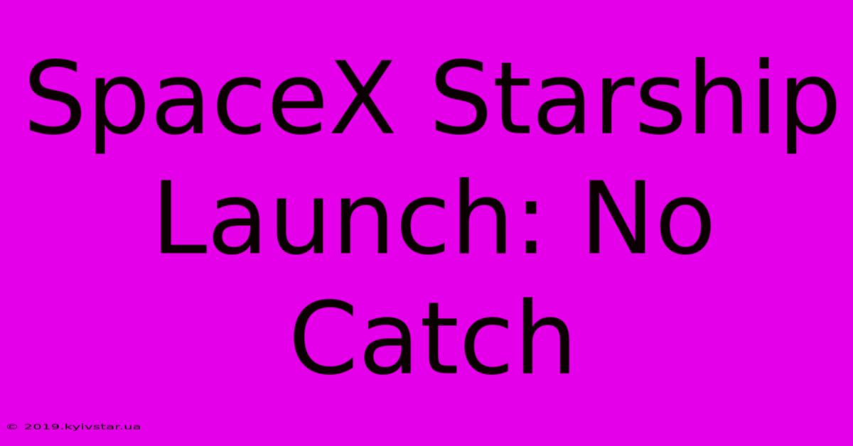 SpaceX Starship Launch: No Catch