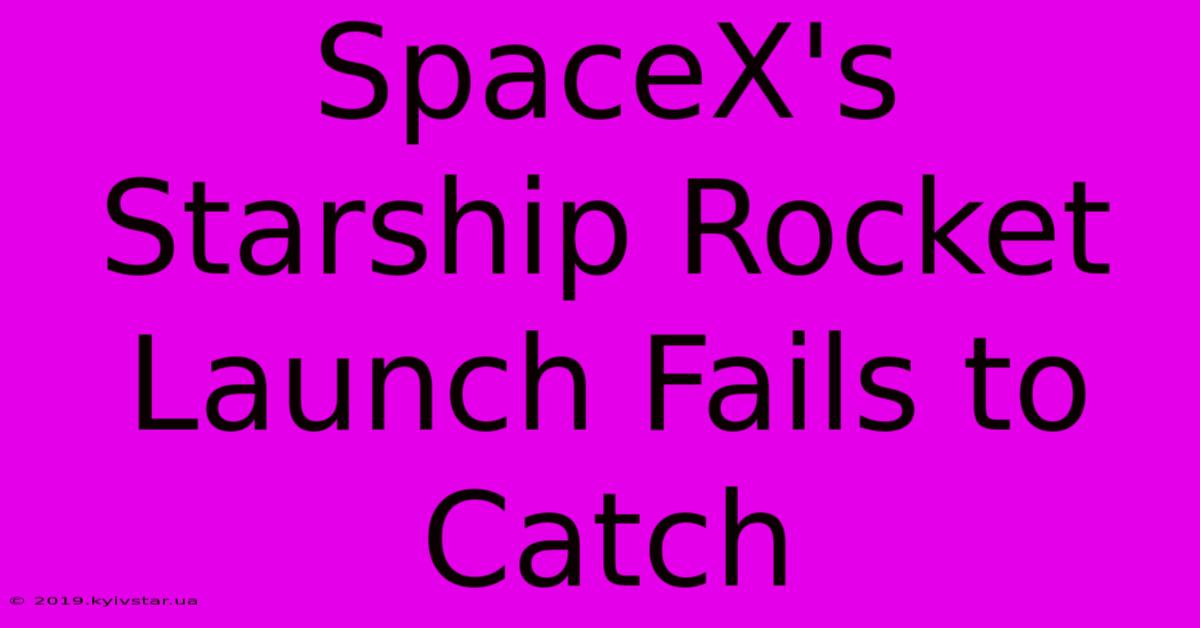 SpaceX's Starship Rocket Launch Fails To Catch