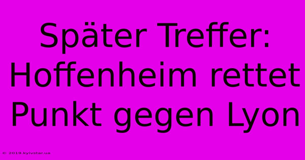 Später Treffer: Hoffenheim Rettet Punkt Gegen Lyon