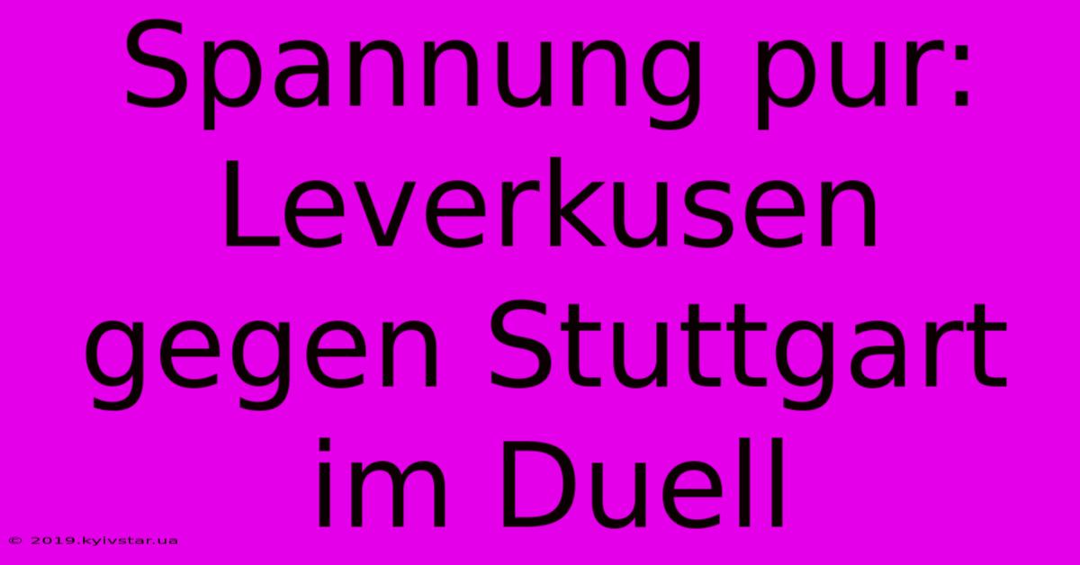 Spannung Pur: Leverkusen Gegen Stuttgart Im Duell 