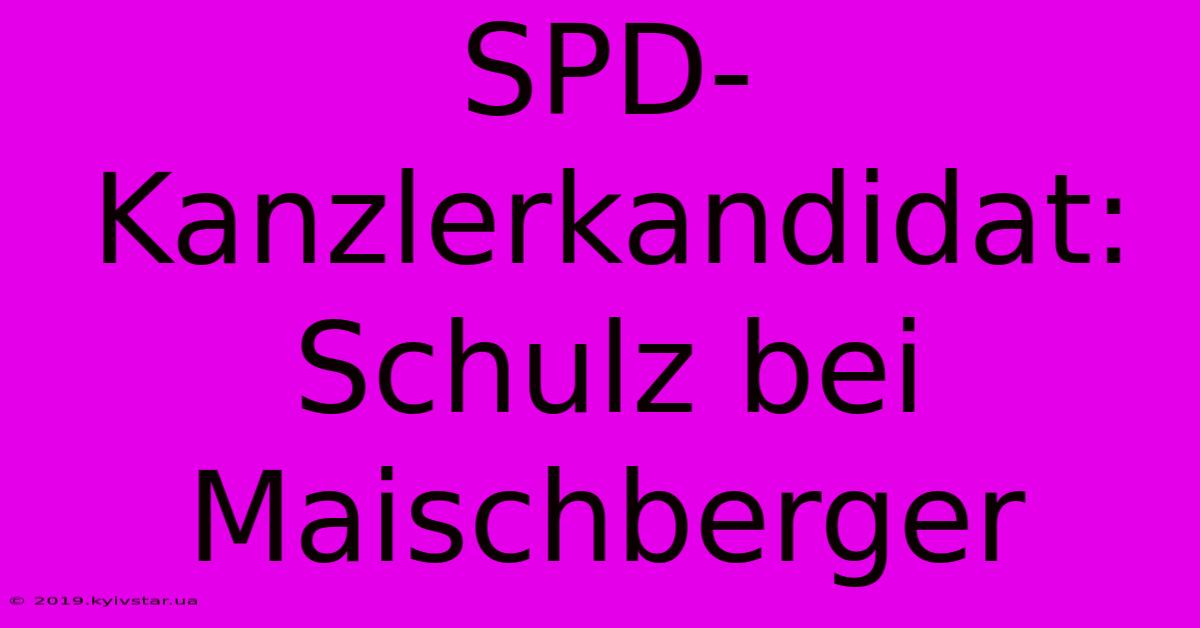 SPD-Kanzlerkandidat: Schulz Bei Maischberger