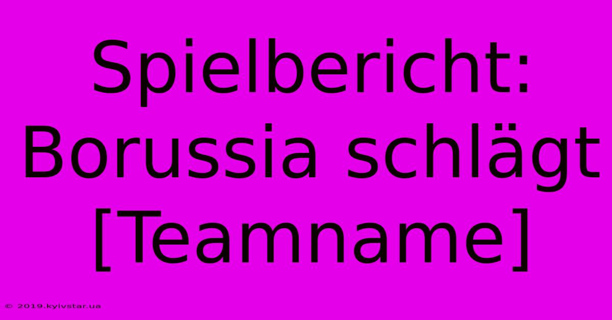 Spielbericht: Borussia Schlägt [Teamname]