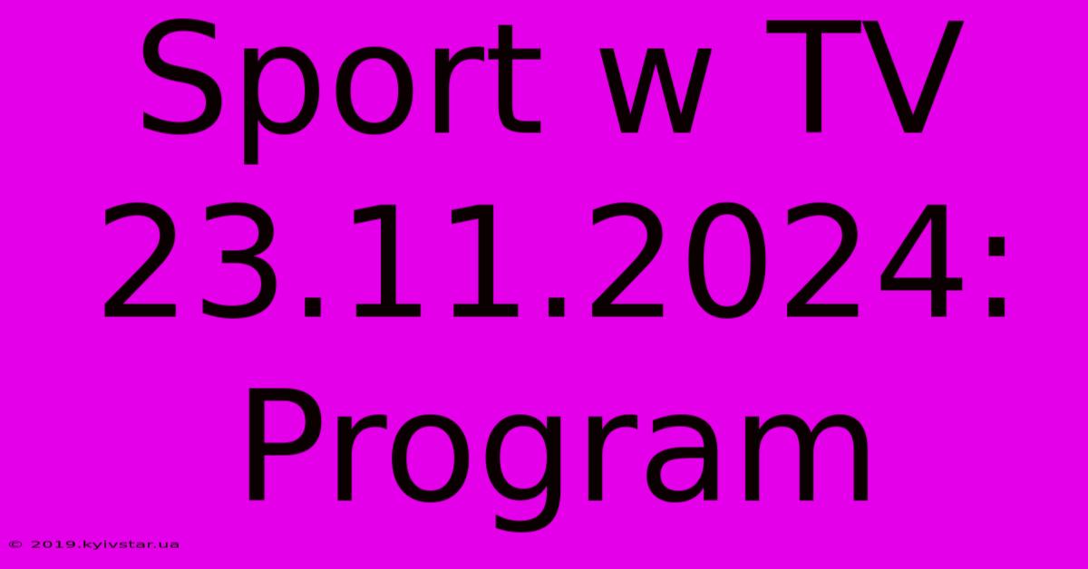 Sport W TV 23.11.2024: Program