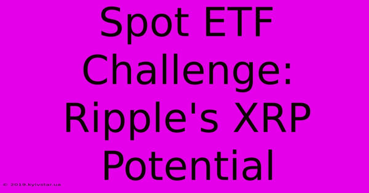 Spot ETF Challenge: Ripple's XRP Potential