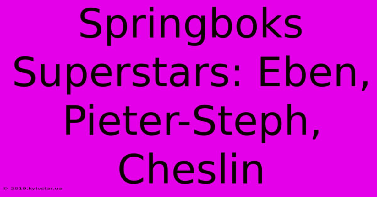 Springboks Superstars: Eben, Pieter-Steph, Cheslin