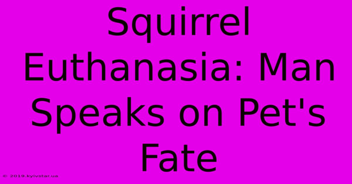 Squirrel Euthanasia: Man Speaks On Pet's Fate 