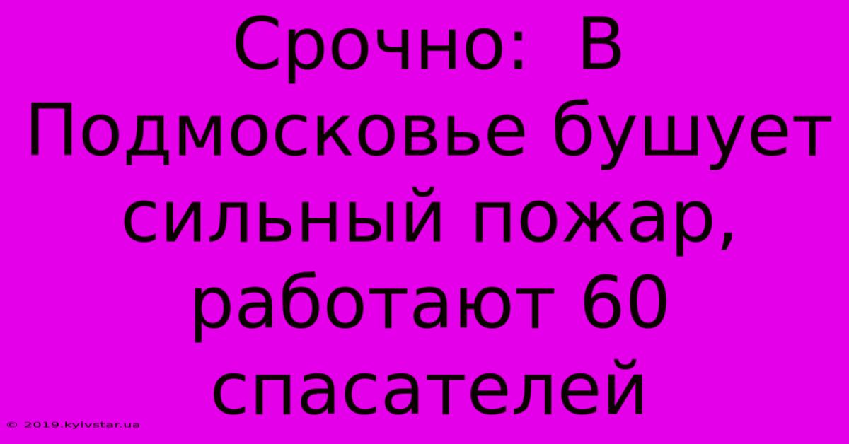 Срочно:  В Подмосковье Бушует Сильный Пожар, Работают 60 Спасателей