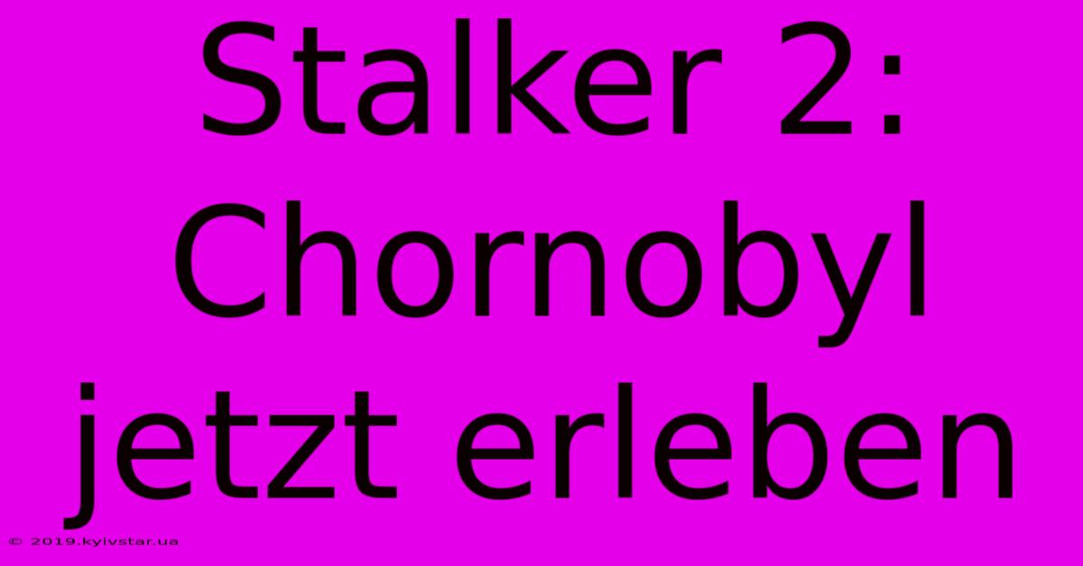 Stalker 2: Chornobyl Jetzt Erleben