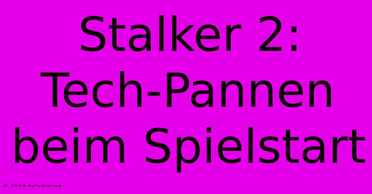 Stalker 2:  Tech-Pannen Beim Spielstart