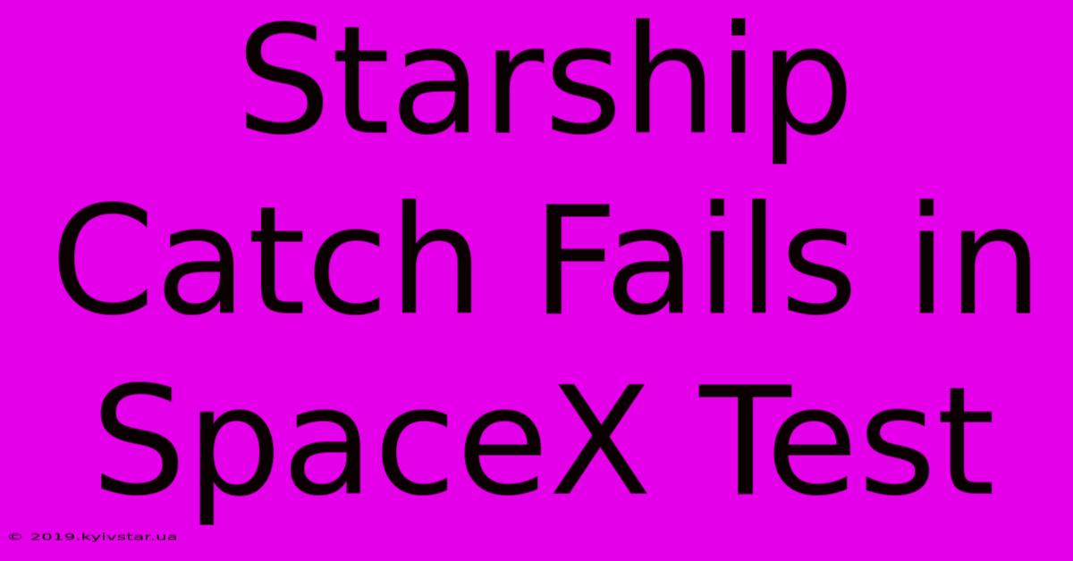 Starship Catch Fails In SpaceX Test