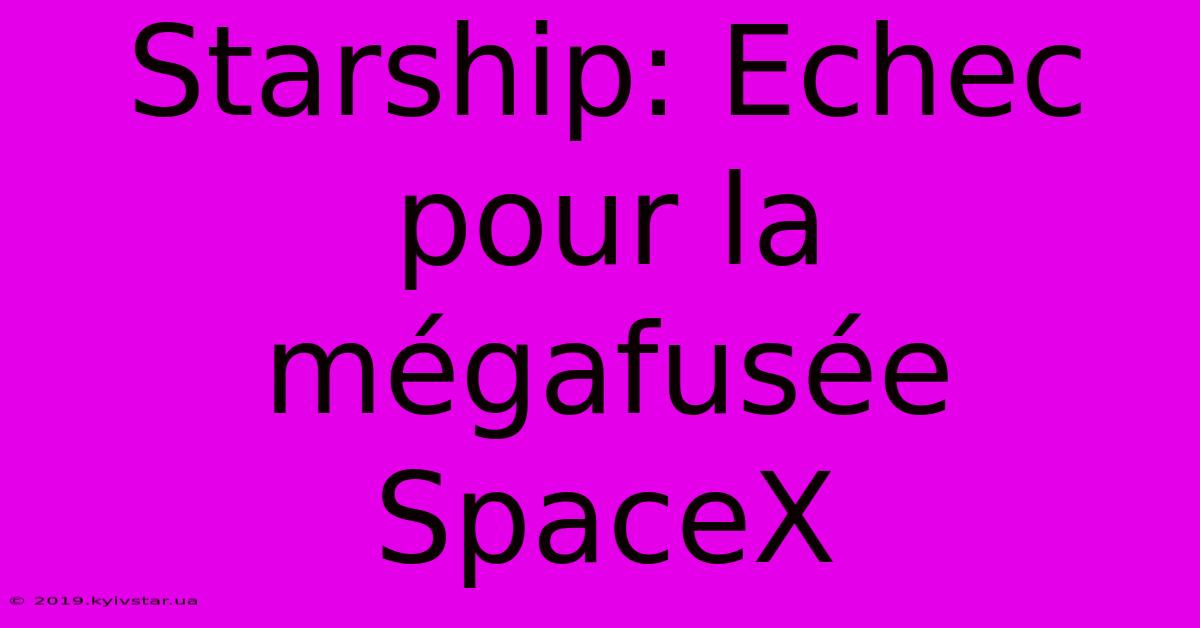 Starship: Echec Pour La Mégafusée SpaceX