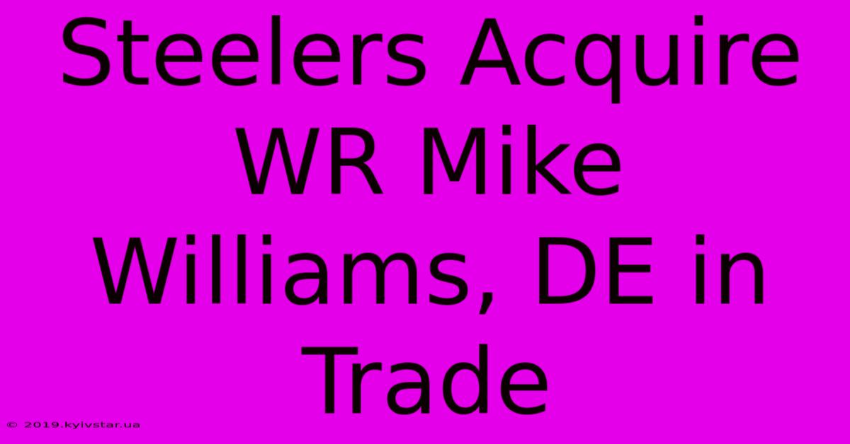 Steelers Acquire WR Mike Williams, DE In Trade