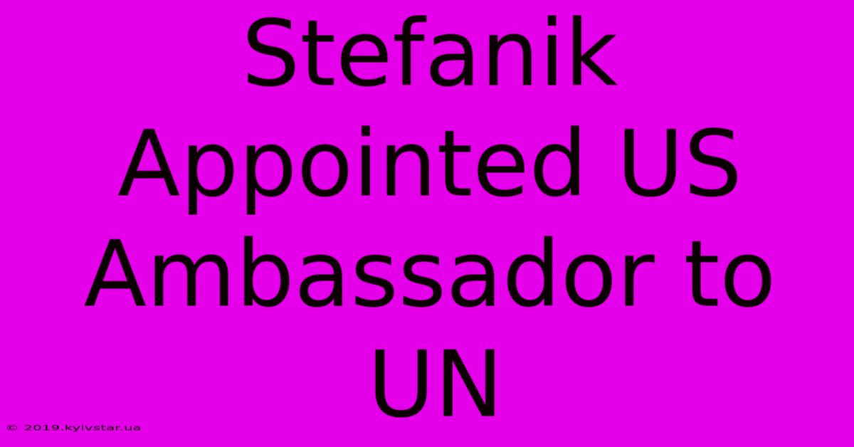 Stefanik Appointed US Ambassador To UN