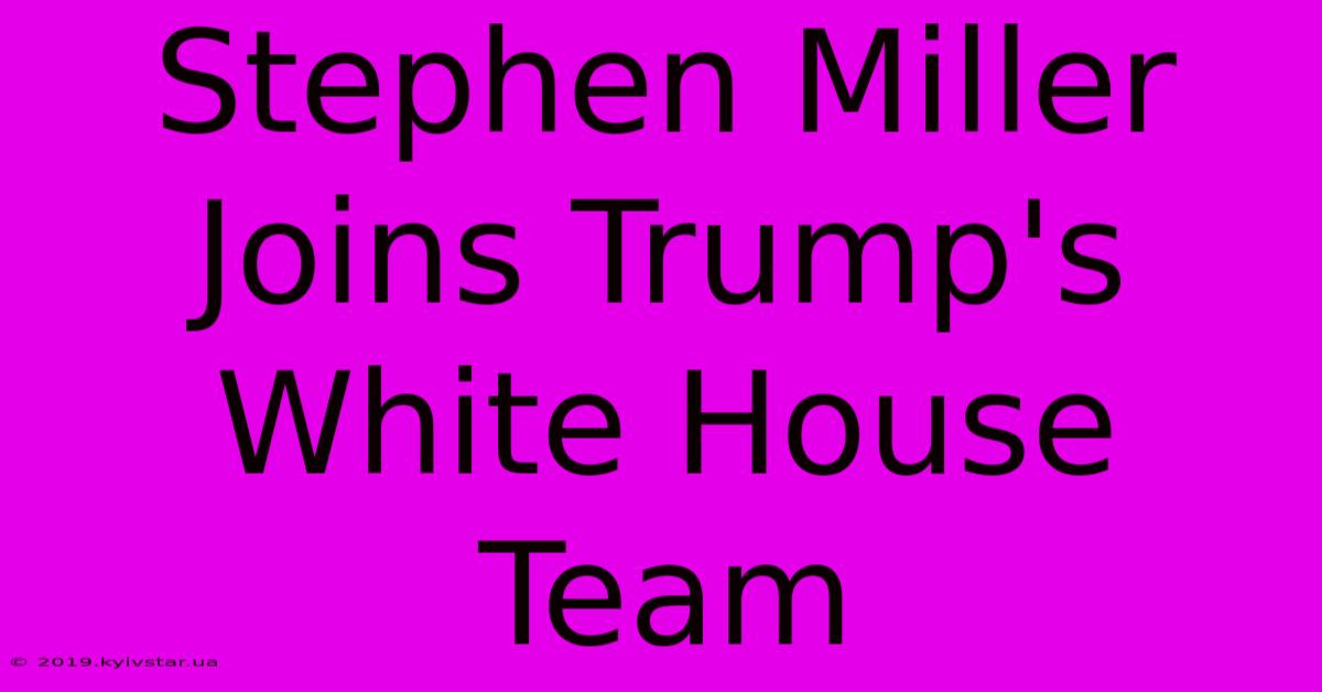 Stephen Miller Joins Trump's White House Team