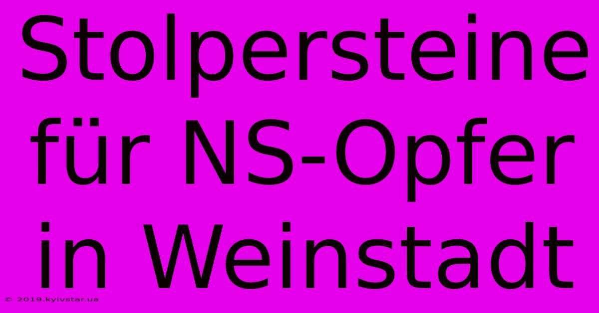 Stolpersteine Für NS-Opfer In Weinstadt