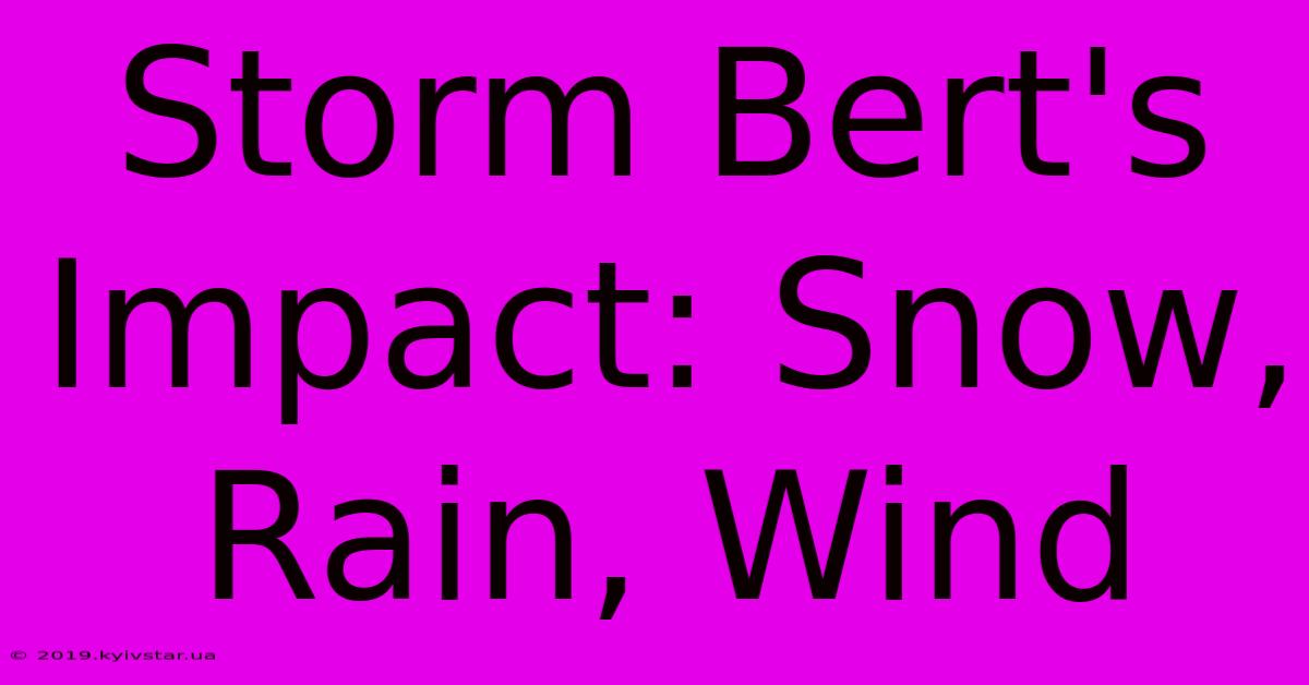 Storm Bert's Impact: Snow, Rain, Wind