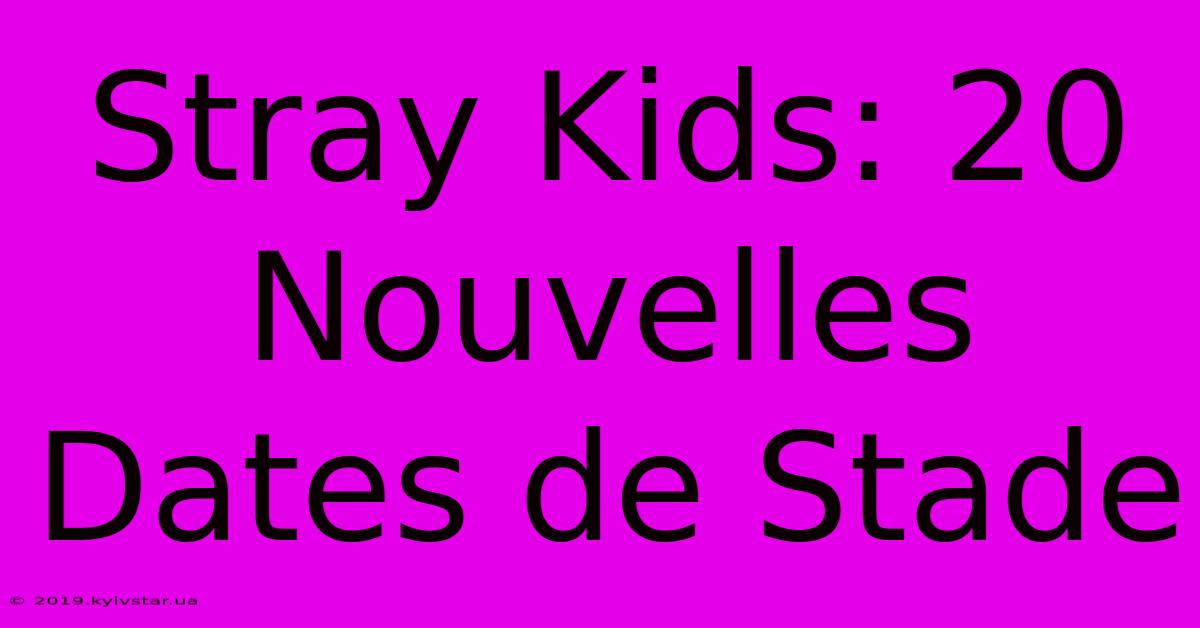 Stray Kids: 20 Nouvelles Dates De Stade