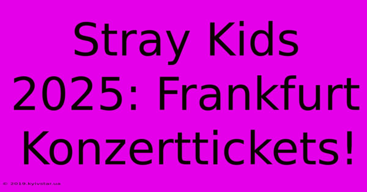 Stray Kids 2025: Frankfurt Konzerttickets!