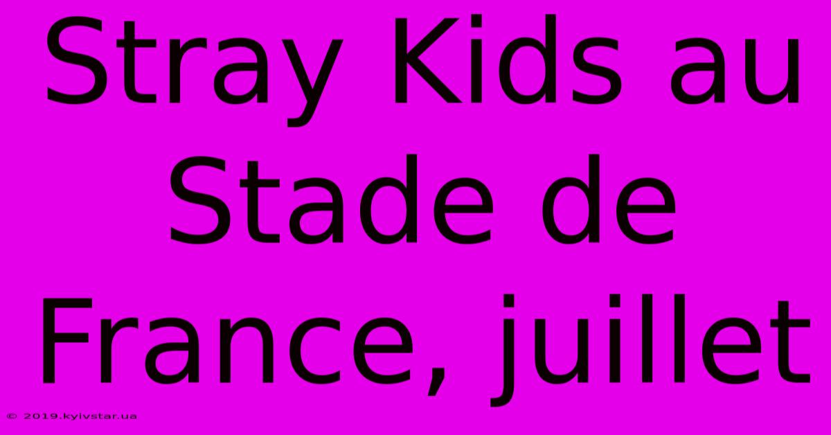 Stray Kids Au Stade De France, Juillet