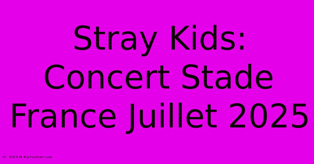 Stray Kids: Concert Stade France Juillet 2025