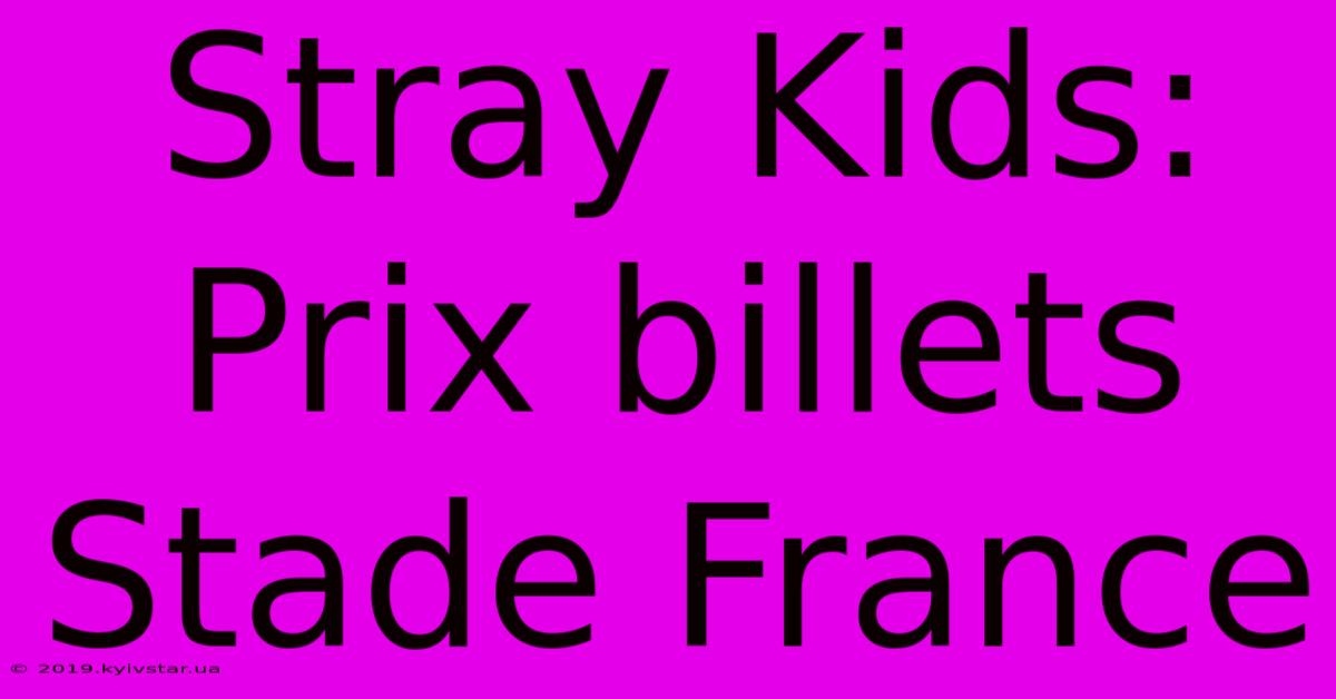 Stray Kids: Prix Billets Stade France