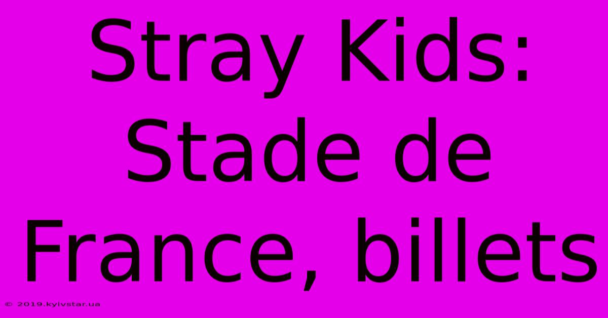 Stray Kids: Stade De France, Billets