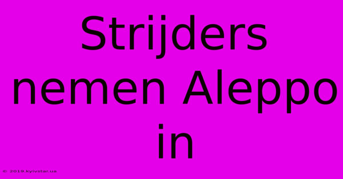 Strijders Nemen Aleppo In