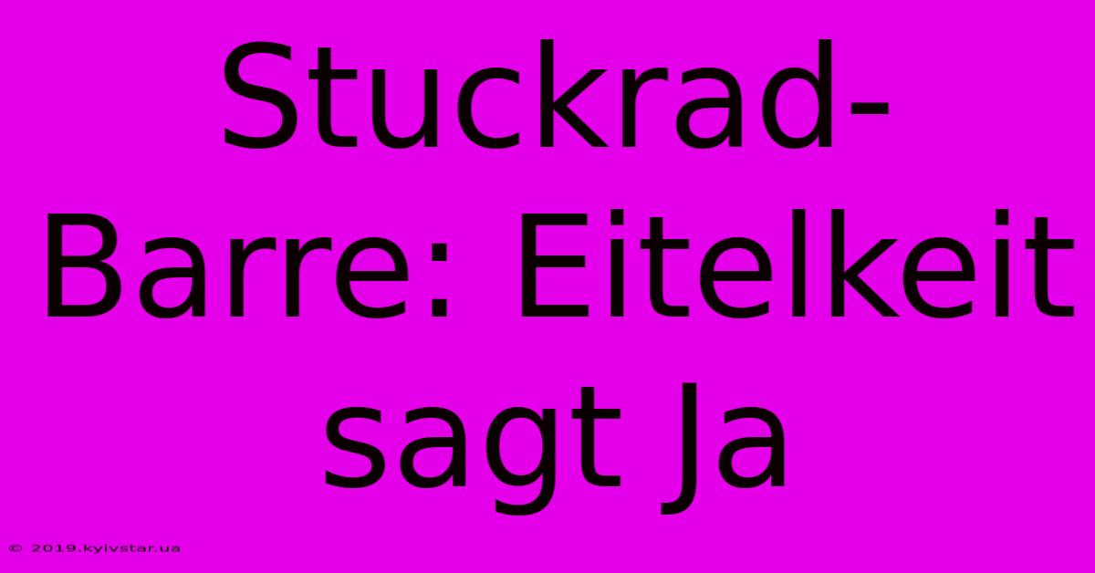 Stuckrad-Barre: Eitelkeit Sagt Ja